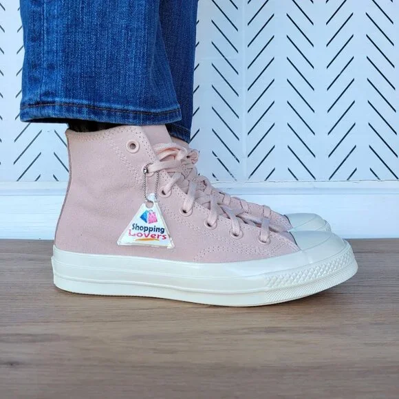 ❤️Converse Chuck 70 Hi Suede Pebble Pink Size 8.5 Women's Shoes Sneakers A07901C